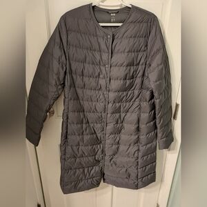 UNIQLO Woman's s Long Down Jacket- Size -Large and Color- Gray